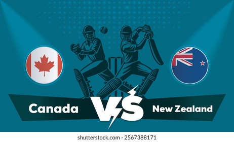 Canada VS New Zealand Match , New Zealand Vs Canada  cricket match , Cricket match concept with creative illustration.eps