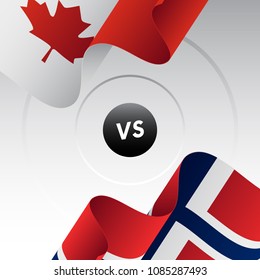 Canada vs Norway. Ice hockey championship 2018. Vector illustration.