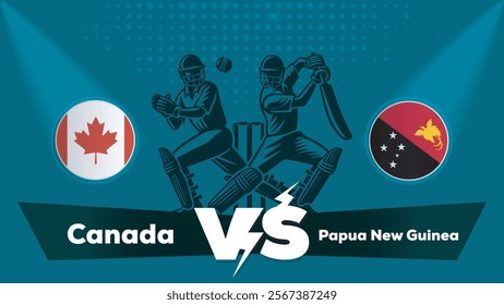 Canada VS Papua New Guinea Match , Papua New Guinea Vs Canada cricket match , Cricket match concept with creative illustration.eps