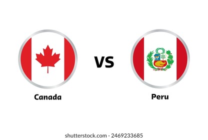 Match Kanada gegen Peru , isoliert auf weißem Hintergrund 