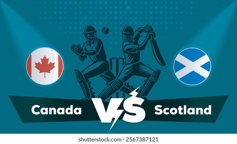 Canada VS Scotland , Scotland Vs Canada cricket match , Cricket match concept with creative illustration.eps