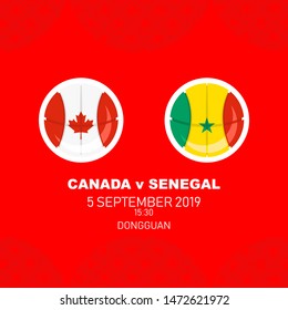 Canada vs Senegal, World Basketball match 2019, Chinese pattern with modern and traditional elements, Vector illustration.