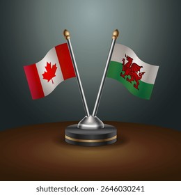 Canada and Wales table flags relation with gradient backgrund