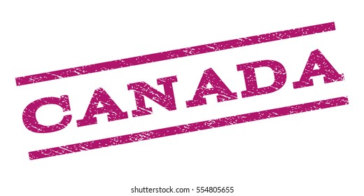 Canada watermark stamp. Text caption between parallel lines with grunge design style. Rubber seal stamp with dirty texture. Vector purple color ink imprint on a white background.