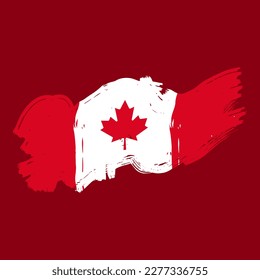 canada waving flag abstract brush stroke ink paint illustration element for independence day event