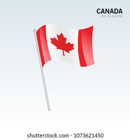 Canada waving flag isolated on gray background