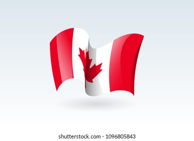 canada waving flag vector icon, national symbol. Flag of canada, fluttered in the wind - vector illustration isolated on white background.