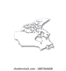 Canadá - mapa blanco de silueta 3D del área del país con sombra caída sobre fondo blanco. Simple ilustración vectorial plana.