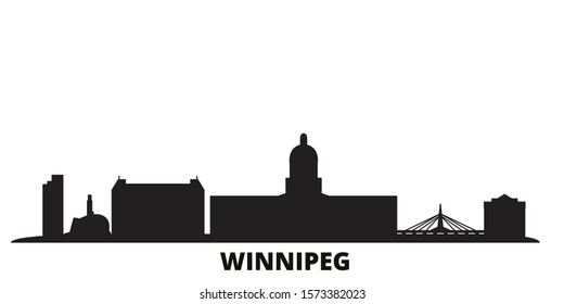 Canada, Winnipeg city skyline isolated vector illustration. Canada, Winnipeg travel black cityscape