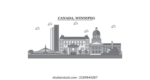 Canada, Winnipeg city skyline isolated vector illustration, icons