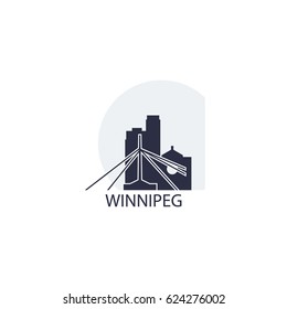 Canada Winnipeg modern city landscape skyline panorama vector logo flat blue icon