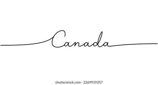 Canada - word with continuous one line. Minimalist drawing of phrase illustration. Canada country - continuous one line illustration.