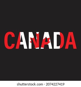 Canada word with flag design. Canadian Flag sign. flat style.