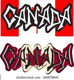 Canada word graffiti different style. Vector illustration.
