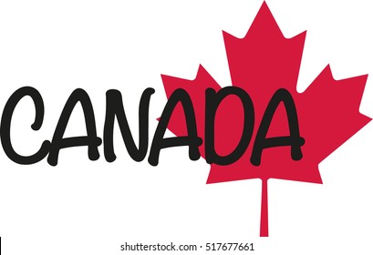 Canada word written with maple leaf