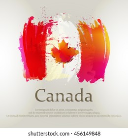 Canada`s flag painted abstract colorful brush strokes - vector illustration