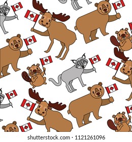 animais canadenses com padrão de celebração de bandeira