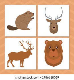 canadian animals icon set design