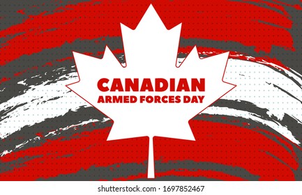 Canadian Armed Forces Day. Canadian National holiday. Celebrated in June. Maple leaf vector design. Greeting card, poster, banner concept. Vector EPS 10.