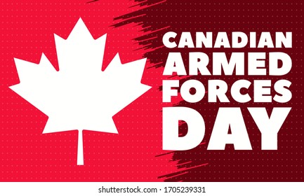 Canadian Armed Forces Day. Canadian National holiday. Celebrated in June. Maple leaf vector design. Greeting card, poster, banner concept. Vector EPS 10.