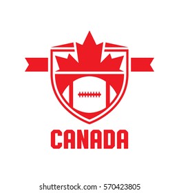 A Canadian athletic crest in vector format that features a maple leaf, text that says Canada, and a football icon.