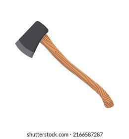 Canadian ax of Logger, lumberjack, woodcutter. Tools, equipment for logging, chopping firewood, branches, trees. Vector illustration isolated on white background
