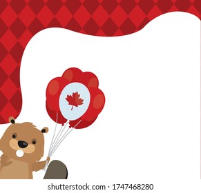 Canadian beaver with balloon design, Happy canada day holiday and national theme Vector illustration