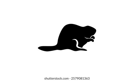 Canadian Beaver , black isolated silhouette