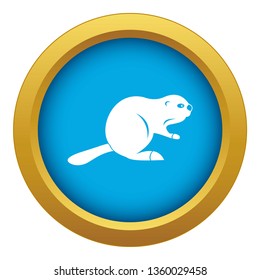 Canadian beaver icon blue vector isolated on white background for any design