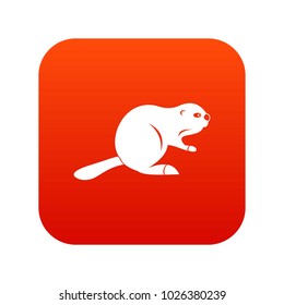 Canadian beaver icon digital red for any design isolated on white vector illustration