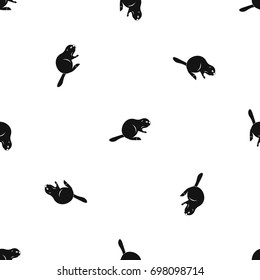 Canadian beaver pattern repeat seamless in black color for any design. Vector geometric illustration