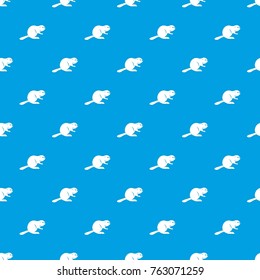 Canadian beaver pattern repeat seamless in blue color for any design. Vector geometric illustration