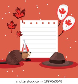 Canadian beaver with set icons