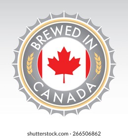 A Canadian beer cap crest in vector format. The bottle cap features the Canadian flag flanked by two golden wheat icons.