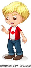 Canadian boy pointing finger illustration