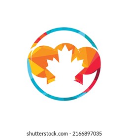 Canadian chef vector logo design template. Maple leaf with chef hat icon logo.	