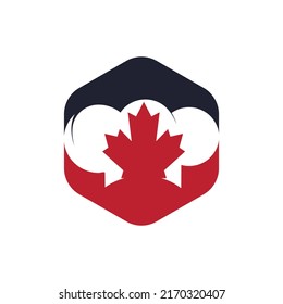 Canadian chef vector logo design template. Maple leaf with chef hat icon logo.	