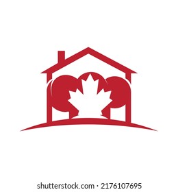 Plantilla de diseño del logotipo vectorial del chef canadiense. Hoja de arce con el logotipo del icono del sombrero de chef.	