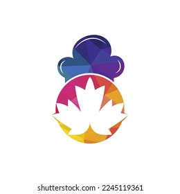 Canadian chef vector logo design template. Maple leaf with chef hat icon logo.
