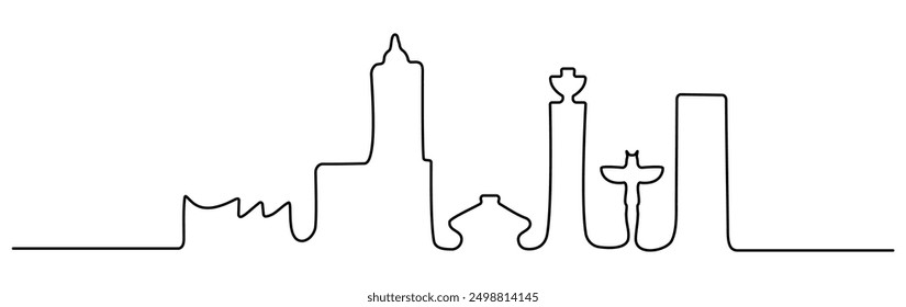 Canadian city skyline architecture. Minimal linear cityscape concept. Vector illustration isolated on white.