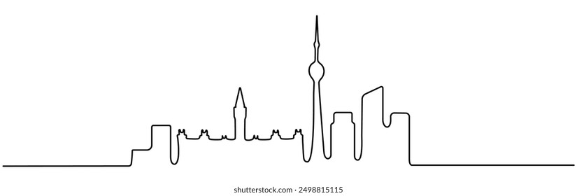 Canadian city skyline architecture. Minimal linear cityscape concept. Vector illustration isolated on white.