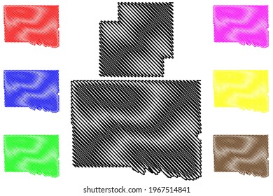 Canadian and Coal County, Oklahoma State (U.S. county, United States of America) map vector illustration, scribble sketch map