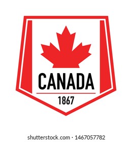 A Canadian crest design featuring an iconic maple leaf symbol.