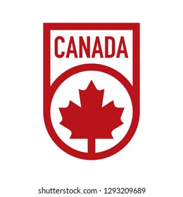 A Canadian crest design that features a maple leaf icon and text that says Canada.