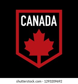 A Canadian crest design that features a maple leaf icon and text that says Canada.