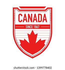 A Canadian crest design in vector format with a maple leaf icon and the date of confederation included.