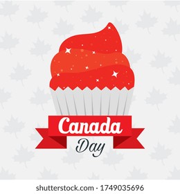 Canadian cupcake design, Happy canada day holiday and national theme Vector illustration
