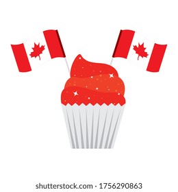 Canadian cupcake with flags design, Happy canada day holiday and national theme Vector illustration