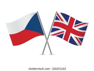 Canadian and Czech flags. Vector illustration.