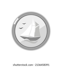 Canadian Dime. Canadian Dime with a drawing of a yacht on the back. Money, good luck symbol, business, crisis.  Vector flat illustration, cartoon style. svg